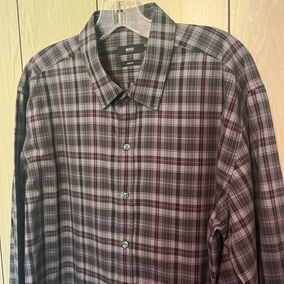 Boss Casual Plaid Shirt - Black and Red - Picture 3 of 4